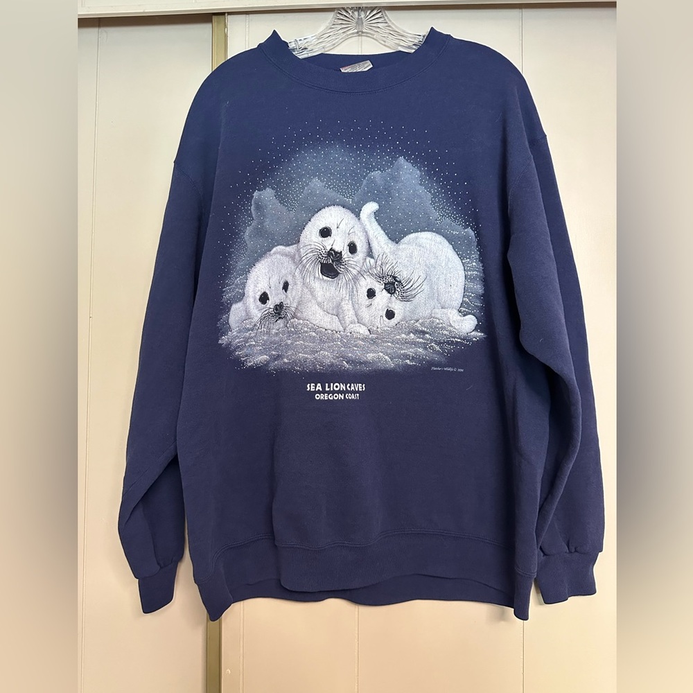 Vintage Sea Lion Navy pullover sweater